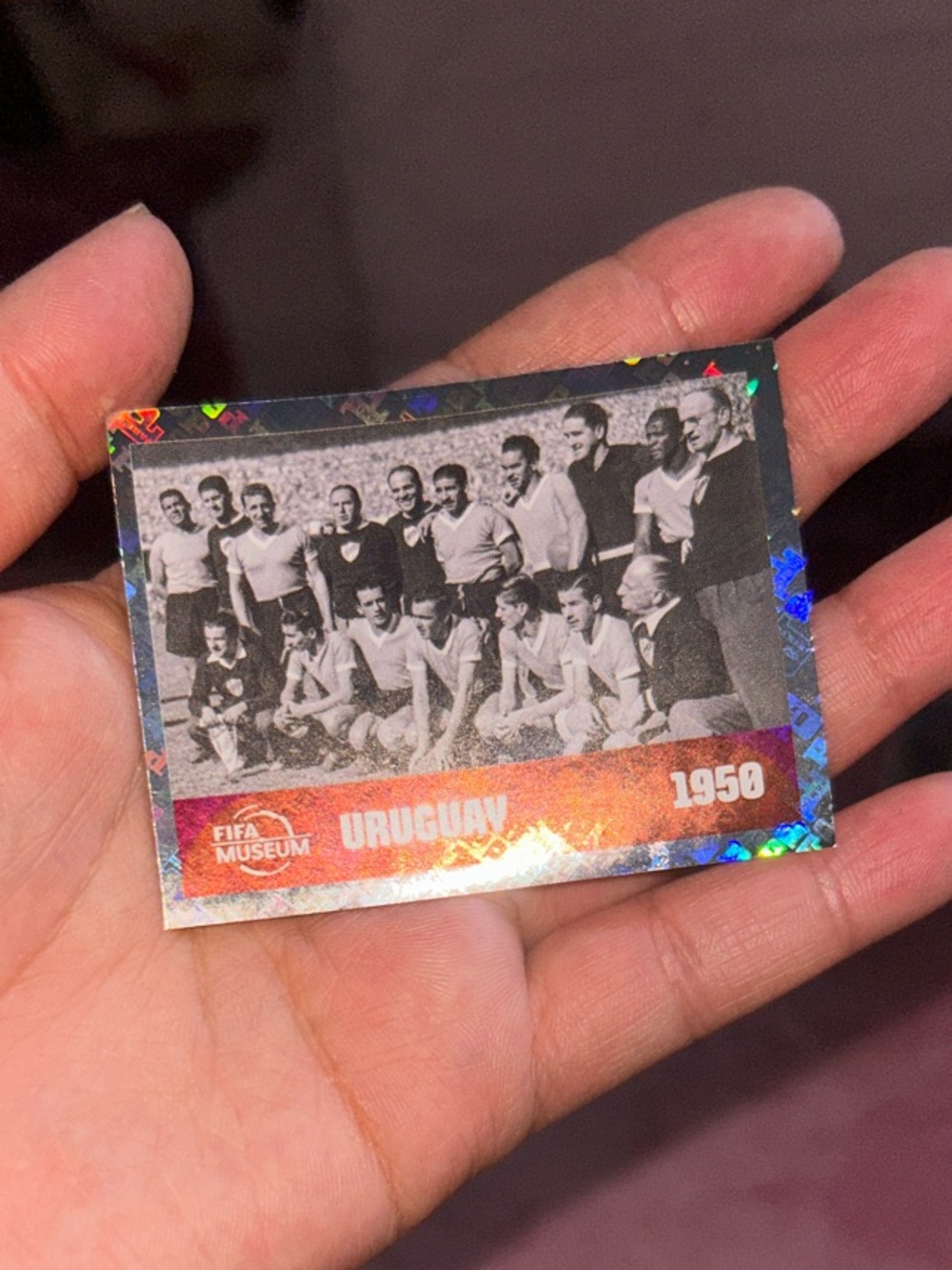 Panini Uruguay 1950 Holographic Team Sticker - Orange, Black, Silver